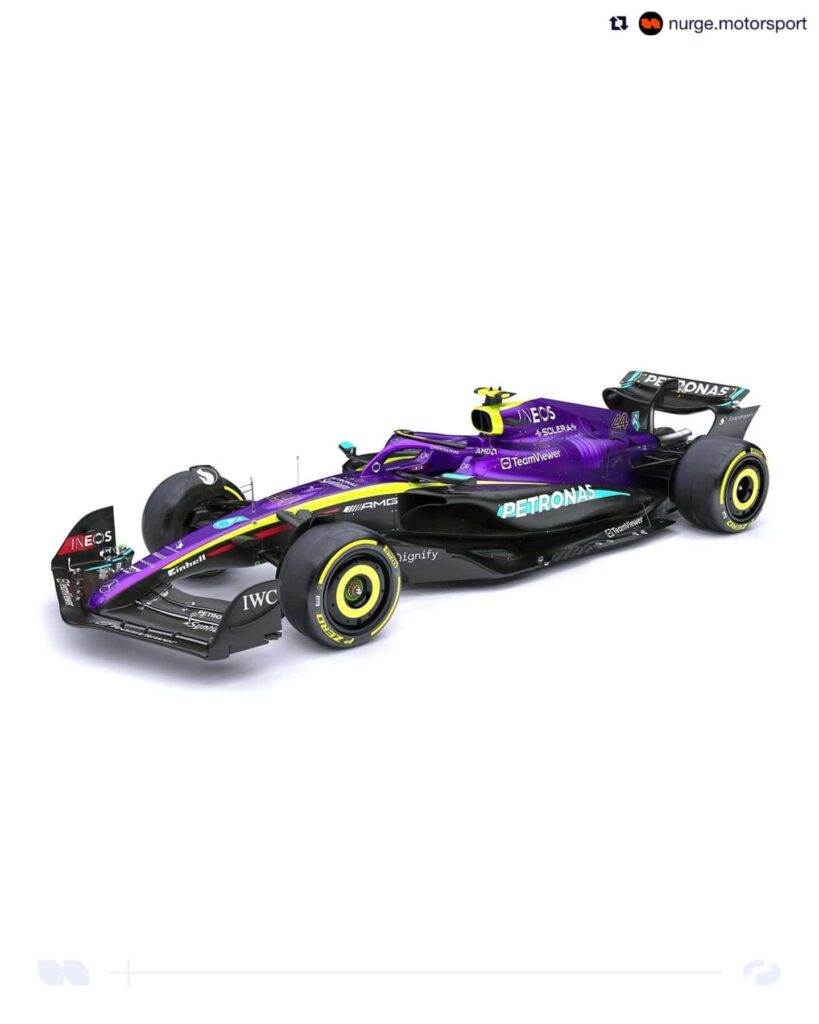 Livrée violette en hommage à la dernière course de Lewis Hamilton avec Mercedes (vue de face) - © Nurge Motorsport