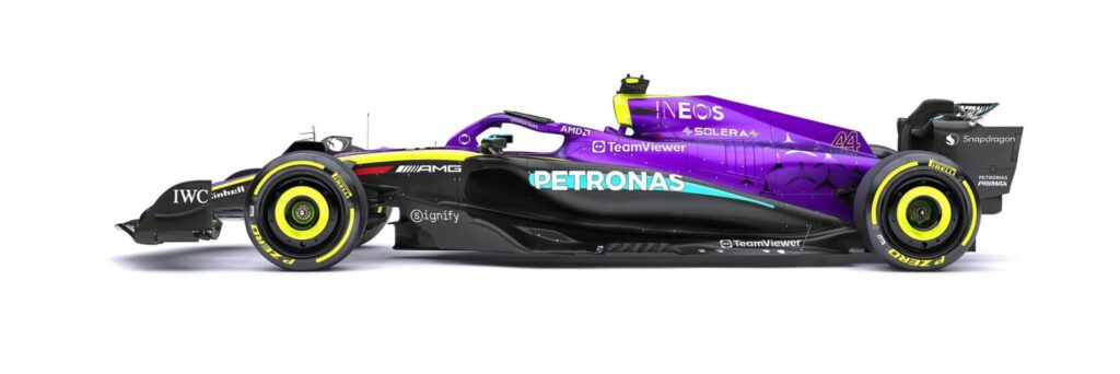 Livrée violette en hommage à la dernière course de Lewis Hamilton avec Mercedes - © Nurge Motorsport