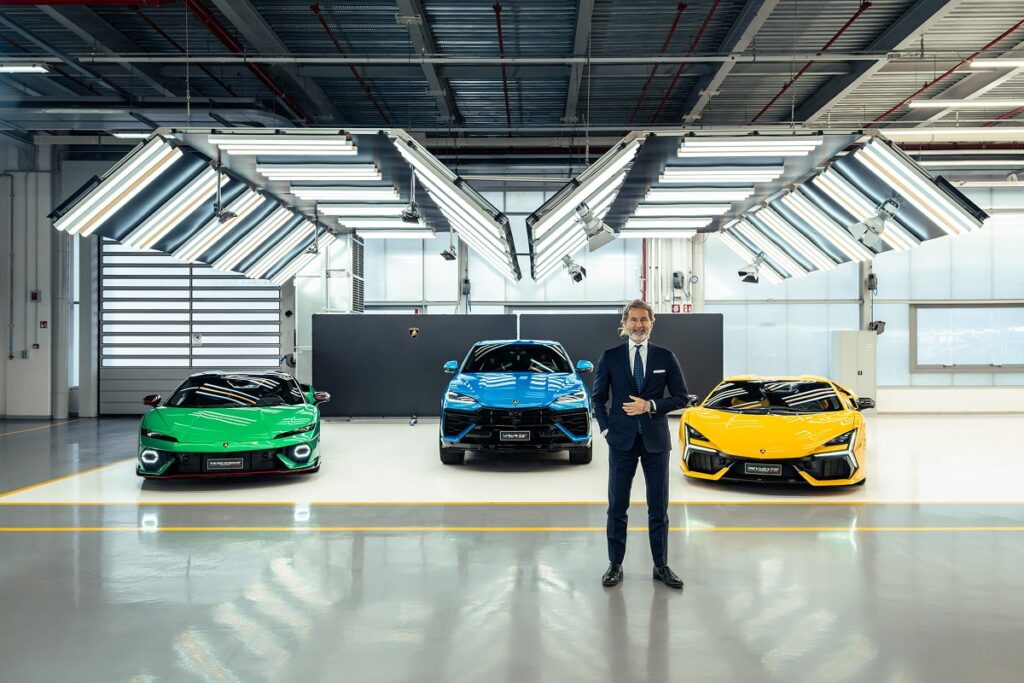 De gauche à droite : la Temerario, le Urus SE et la Revuelto - © Lamborghini